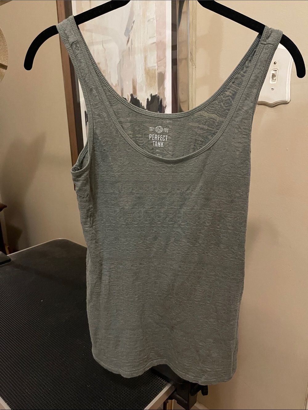 Lightweight gray green gauzy Scoop Tank